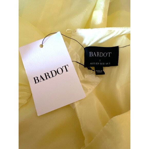 Bardot Enya Organza Mini Dress in Sunshine 4 New Womens Cut out - Picture 8 of 11